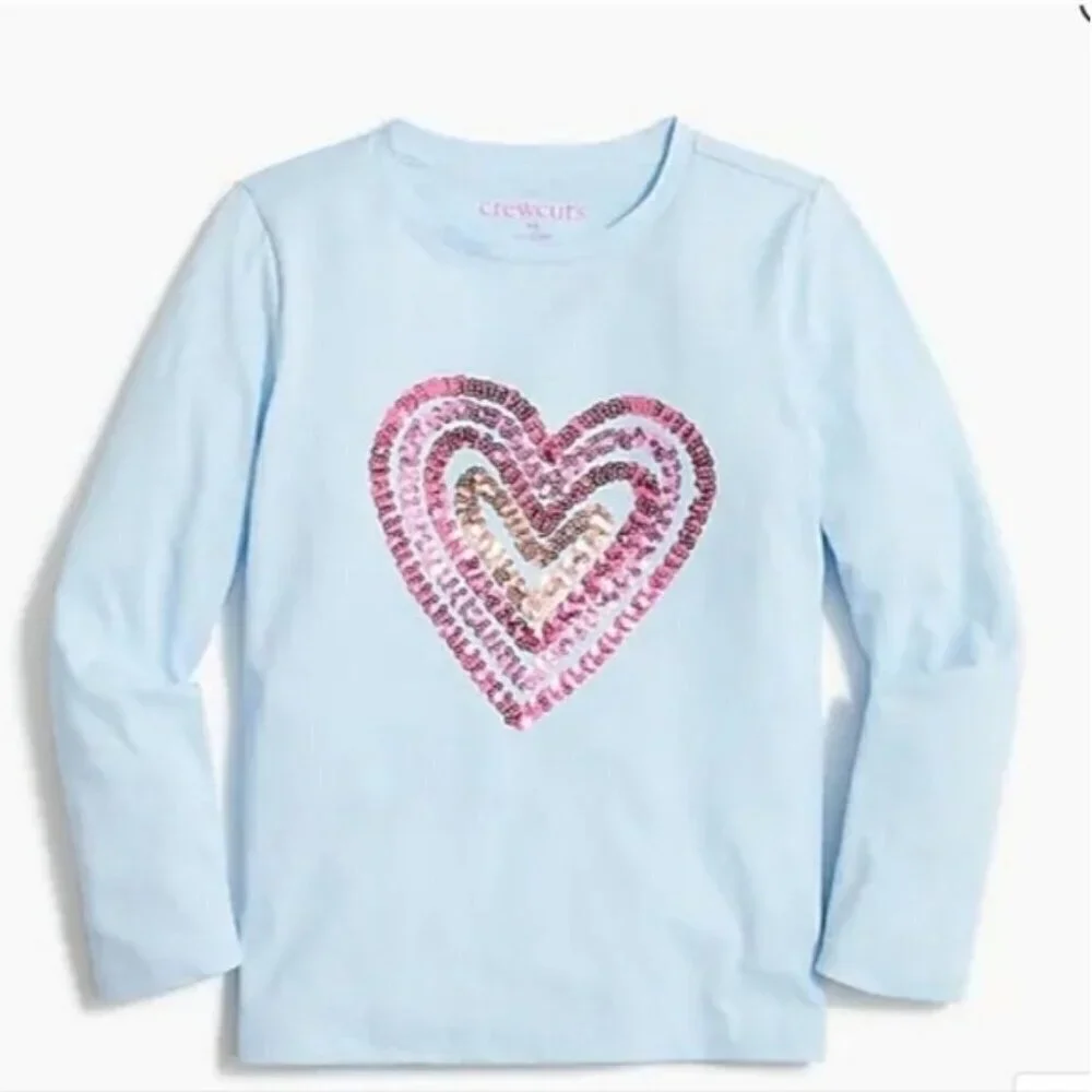New Crewcuts by J.Crew girl size XL / 12-14 long sleeve sequin heart shirt